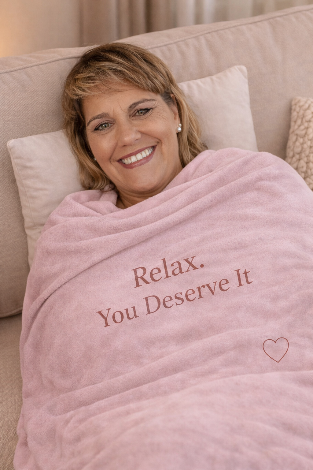 Relax You Deserve It Plush Blanket — Soft Velveteen Throw for Self-Care & Gifts