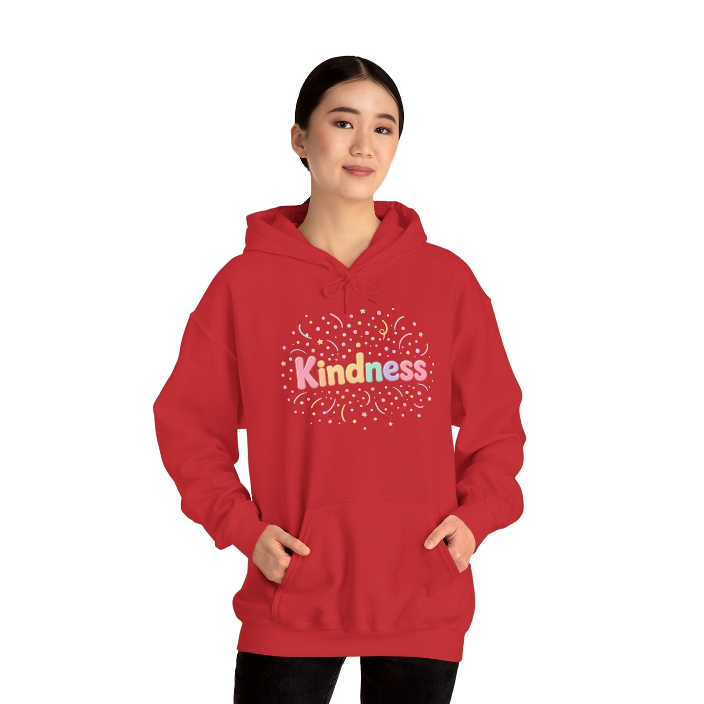 Kindness Graphic Hoodie — Soft Pastel 'A Happy Way to Say How You Feel' - Kindcore Comforts