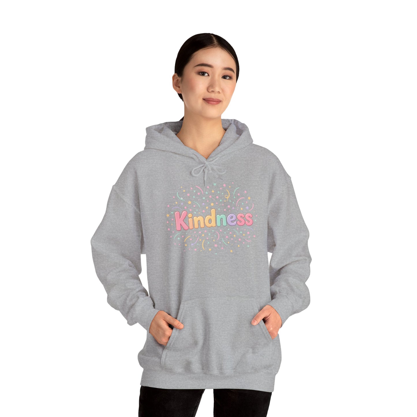 Kindness Graphic Hoodie — Soft Pastel 'A Happy Way to Say How You Feel' - Kindcore Comforts