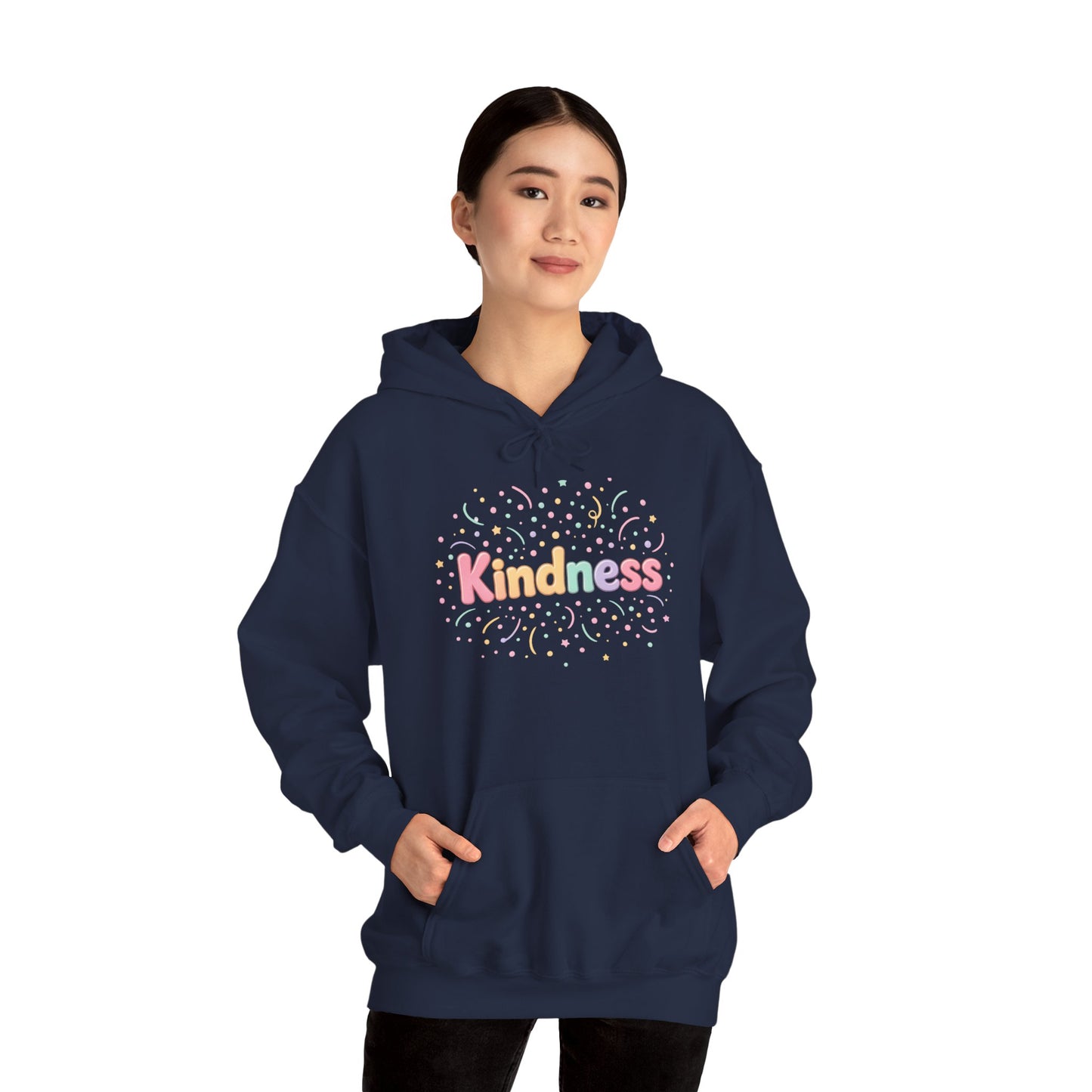 Kindness Graphic Hoodie — Soft Pastel 'A Happy Way to Say How You Feel' - Kindcore Comforts