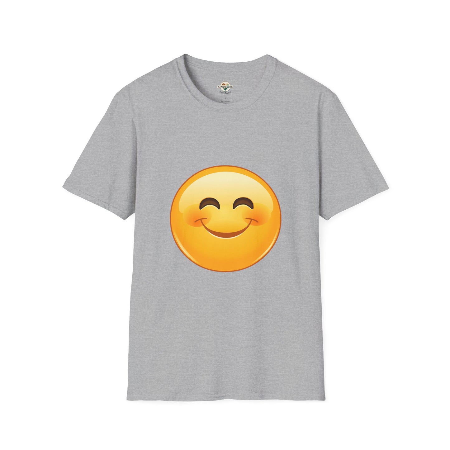 Smiling Emoji T-Shirt — Cute Blushing Smile Graphic Tee - Kindcore Comforts