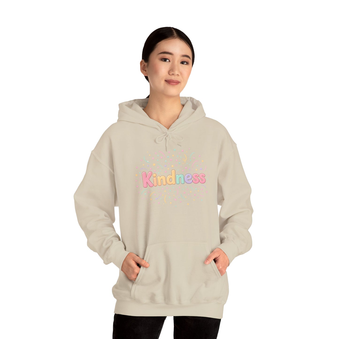 Kindness Graphic Hoodie — Soft Pastel 'A Happy Way to Say How You Feel' - Kindcore Comforts