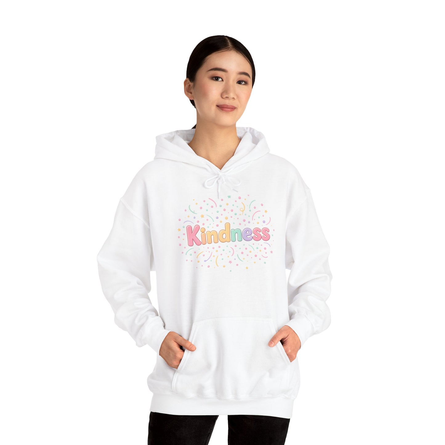 Kindness Graphic Hoodie — Soft Pastel 'A Happy Way to Say How You Feel' - Kindcore Comforts