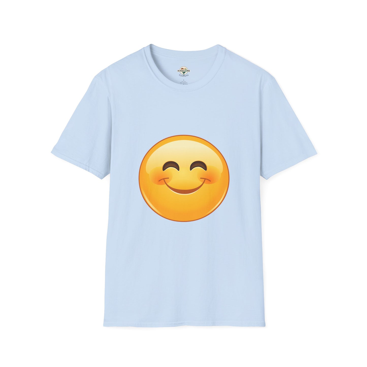 Smiling Emoji T-Shirt — Cute Blushing Smile Graphic Tee - Kindcore Comforts
