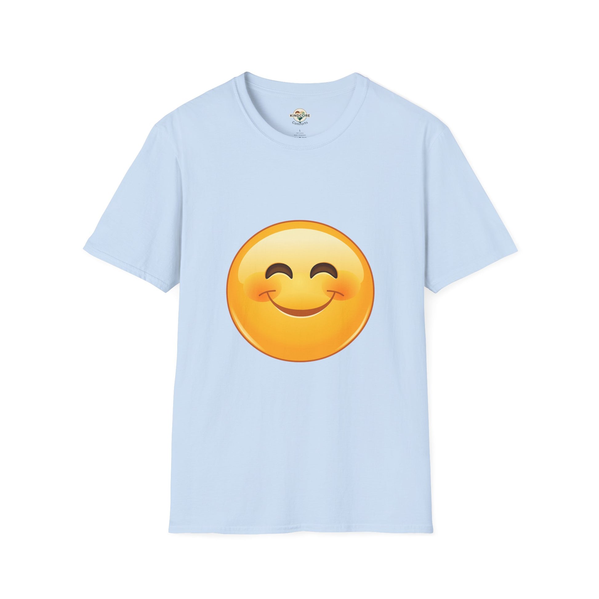 Smiling Emoji T-Shirt — Cute Blushing Smile Graphic Tee - Kindcore Comforts