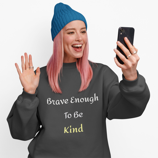 Brave Enough To Be Kind" Inspirational Raglan - Kindcore Comforts