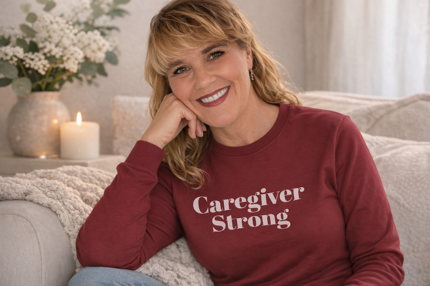 Caregiver Strong Long Sleeve Tee — Supportive Caregiver Shirt - Kindcore Comforts