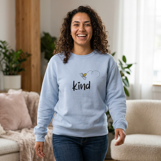 Kind Bee Sweatshirt — Cute Inspirational Crewneck - Kindcore Comforts