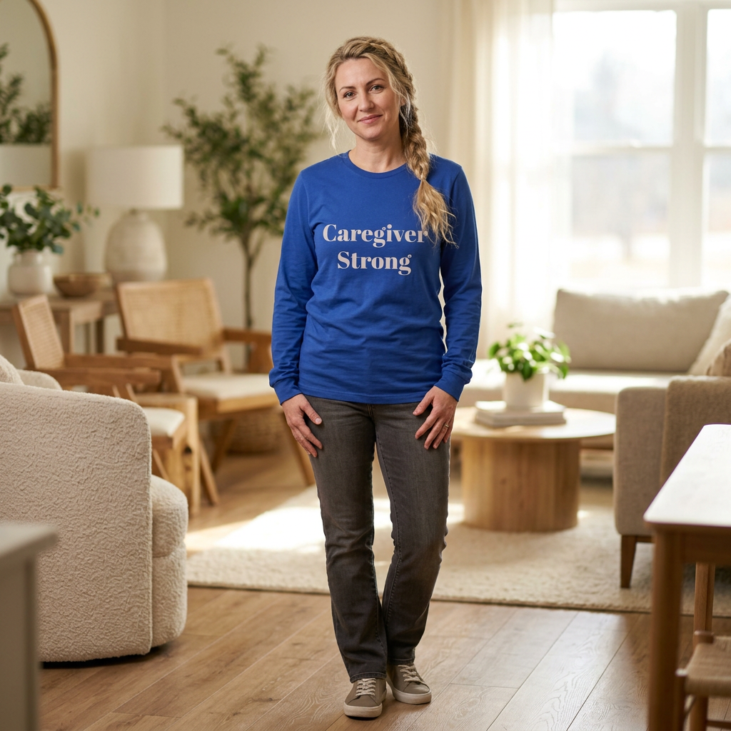 Caregiver Strong Long Sleeve Tee — Supportive Caregiver Shirt - Kindcore Comforts