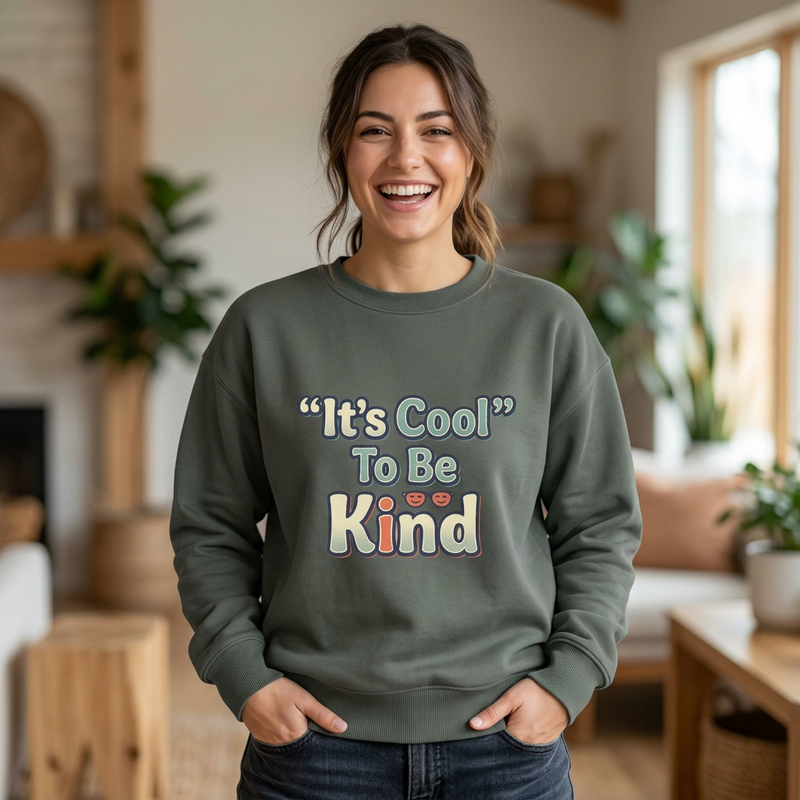 It's Cool to be Kind Unisex Sweatshirt - Garment-Dyed Comfort - Kindcore Comforts