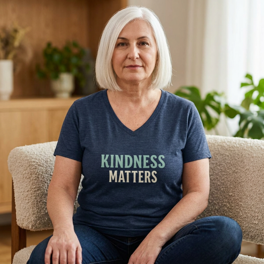 Kindness Matters V‑Neck Tee — Inspirational Women's Positive Message Shirt
