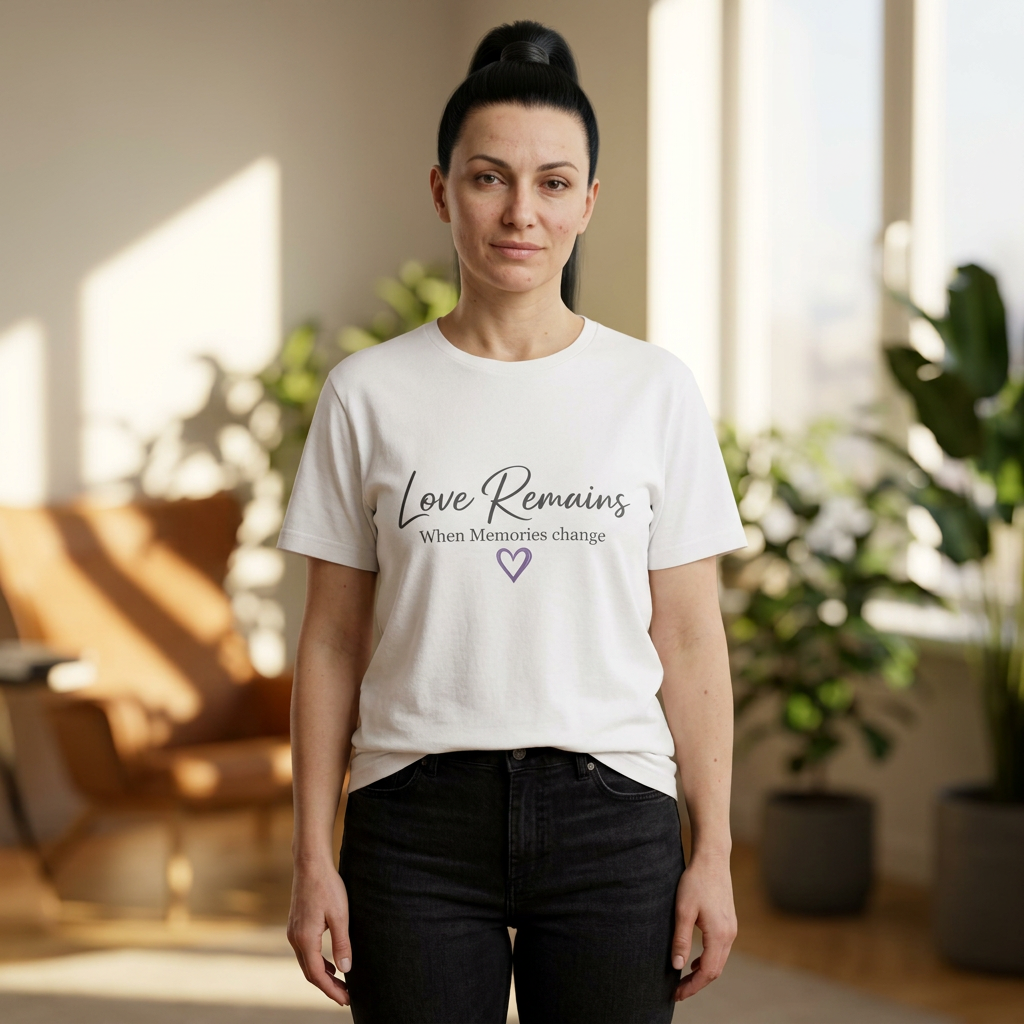 Love Remains T-Shirt — "Love Remains When Memories Change" Memorial Tee