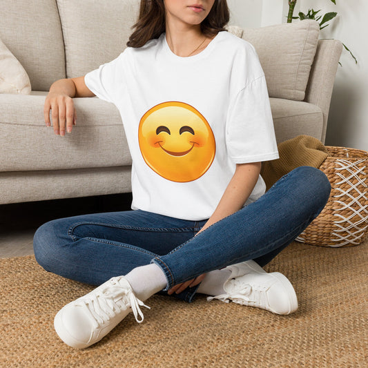 Smiling Emoji T-Shirt — Cute Blushing Smile Graphic Tee - Kindcore Comforts
