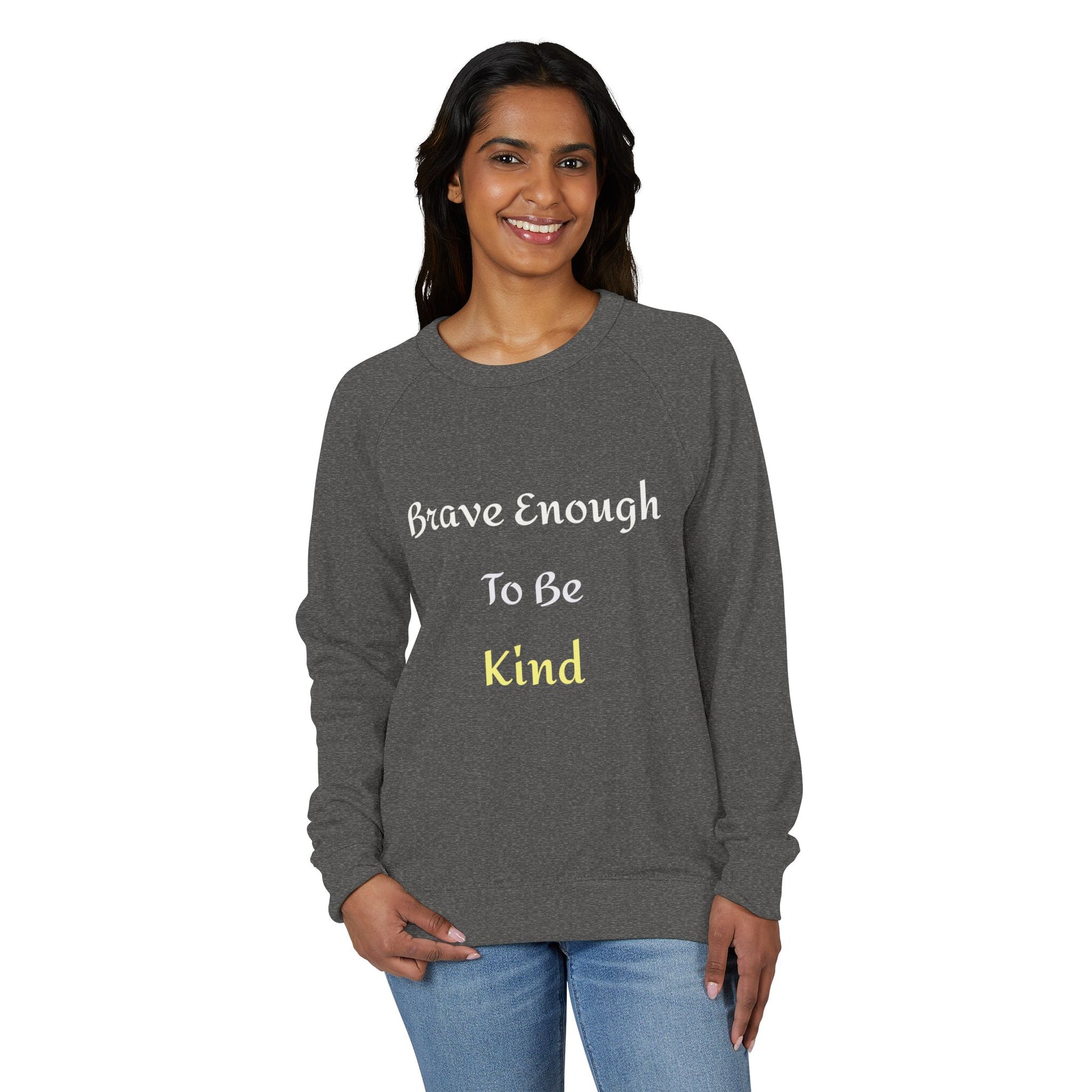 Brave Enough To Be Kind" Inspirational Raglan - Kindcore Comforts