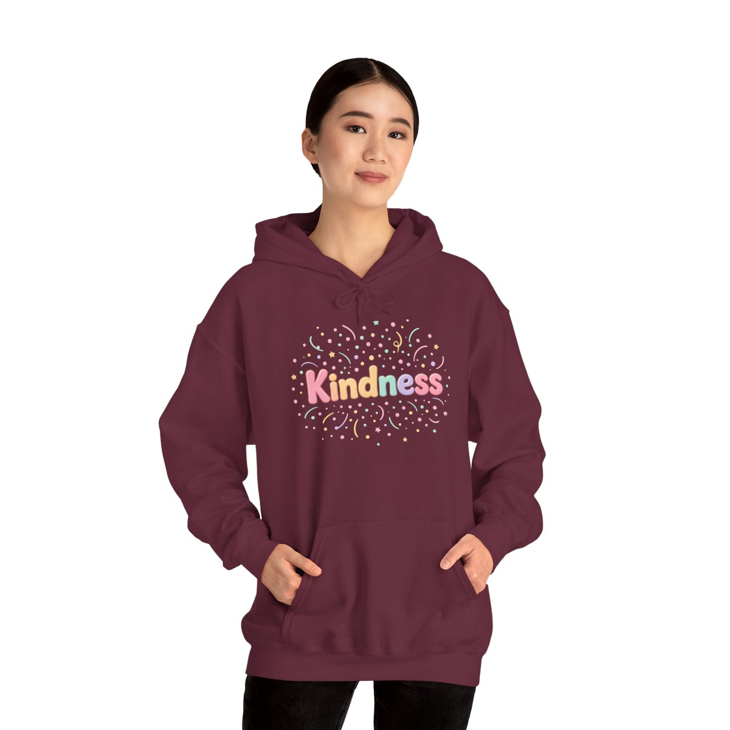 Kindness Graphic Hoodie — Soft Pastel 'A Happy Way to Say How You Feel' - Kindcore Comforts