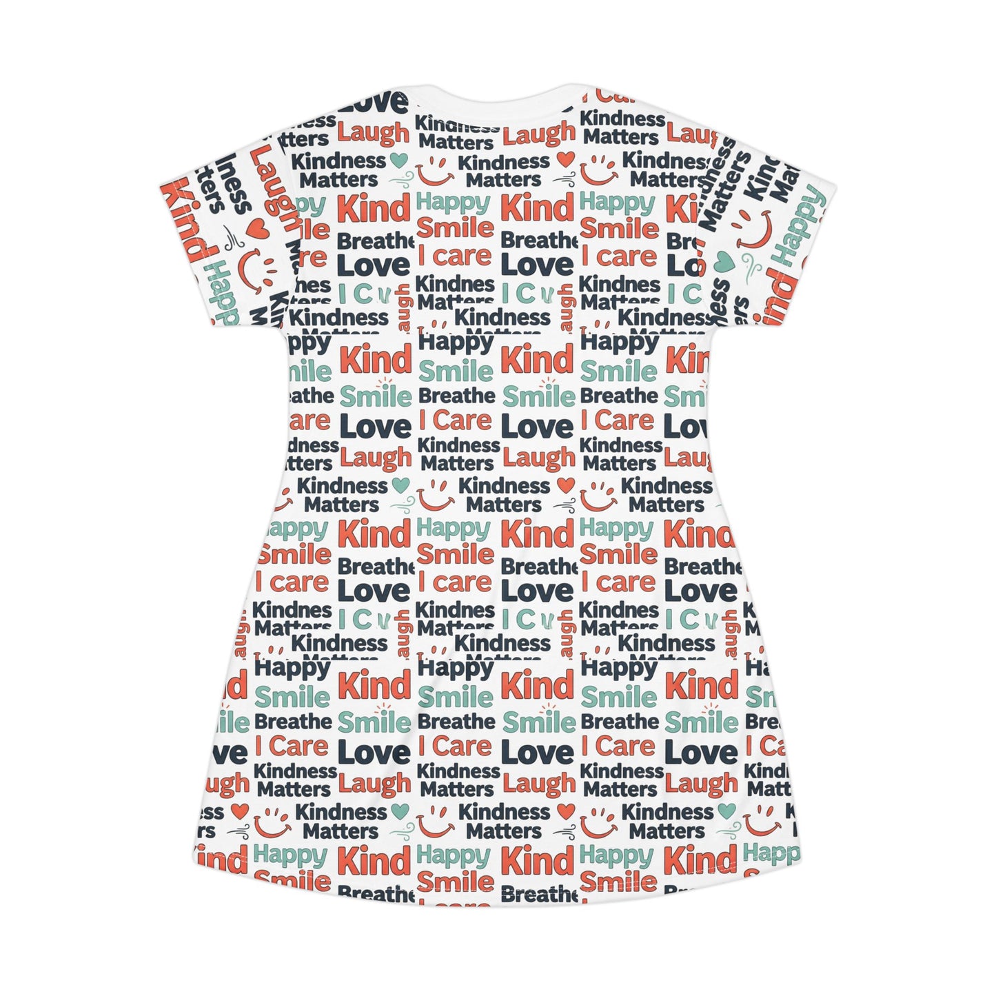 Positive Statements Beach T-Shirt Dress — All-Over Print Cover-Up