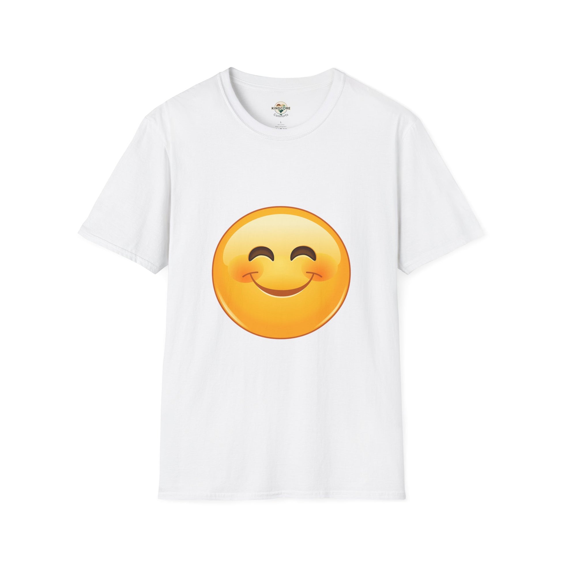 Smiling Emoji T-Shirt — Cute Blushing Smile Graphic Tee - Kindcore Comforts