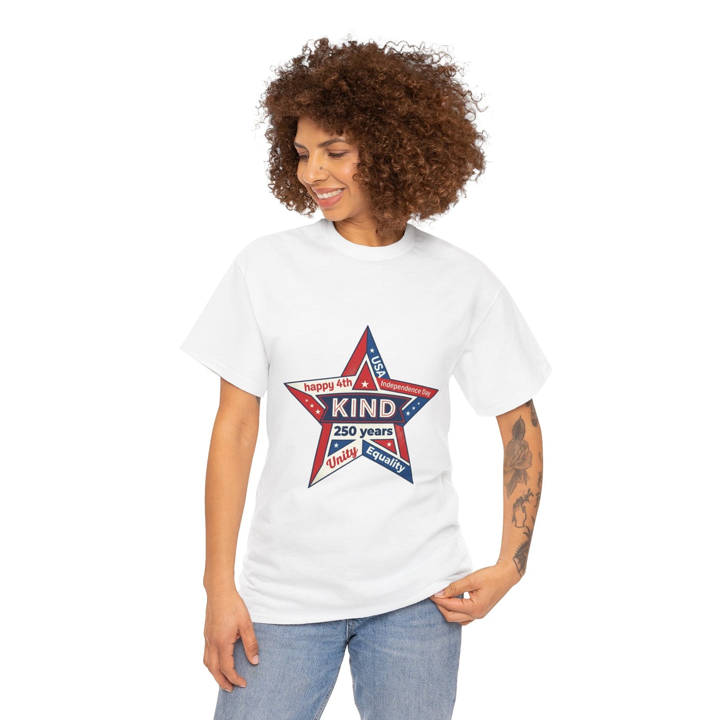 Kind Star 4th of July Tee — Patriotic 'Be Kind' American Flag Graphic T-Shirt - Kindcore Comforts