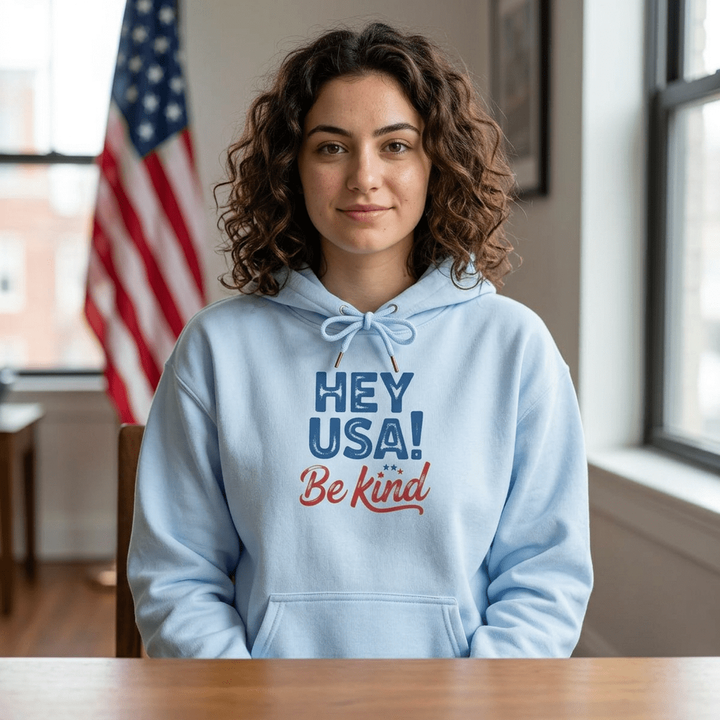 Be Kind USA Hoodie — 'Be Kind, Stop the Hate' Patriotic Anti - Hate Sweatshirt - Kindcore ComfortsBe Kind USA Hoodie — 'Be Kind, Stop the Hate' Patriotic Anti - Hate SweatshirtLight BlueHoodiePrintifyKindcore Comforts38429624200859105331