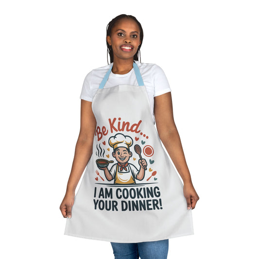 Cooking Apron with Colorful Straps - 'Be Kind' Design - Kindcore ComfortsCooking Apron with Colorful Straps - 'Be Kind' DesignBlueAll Over PrintsPrintifyKindcore Comforts32257238606148913286