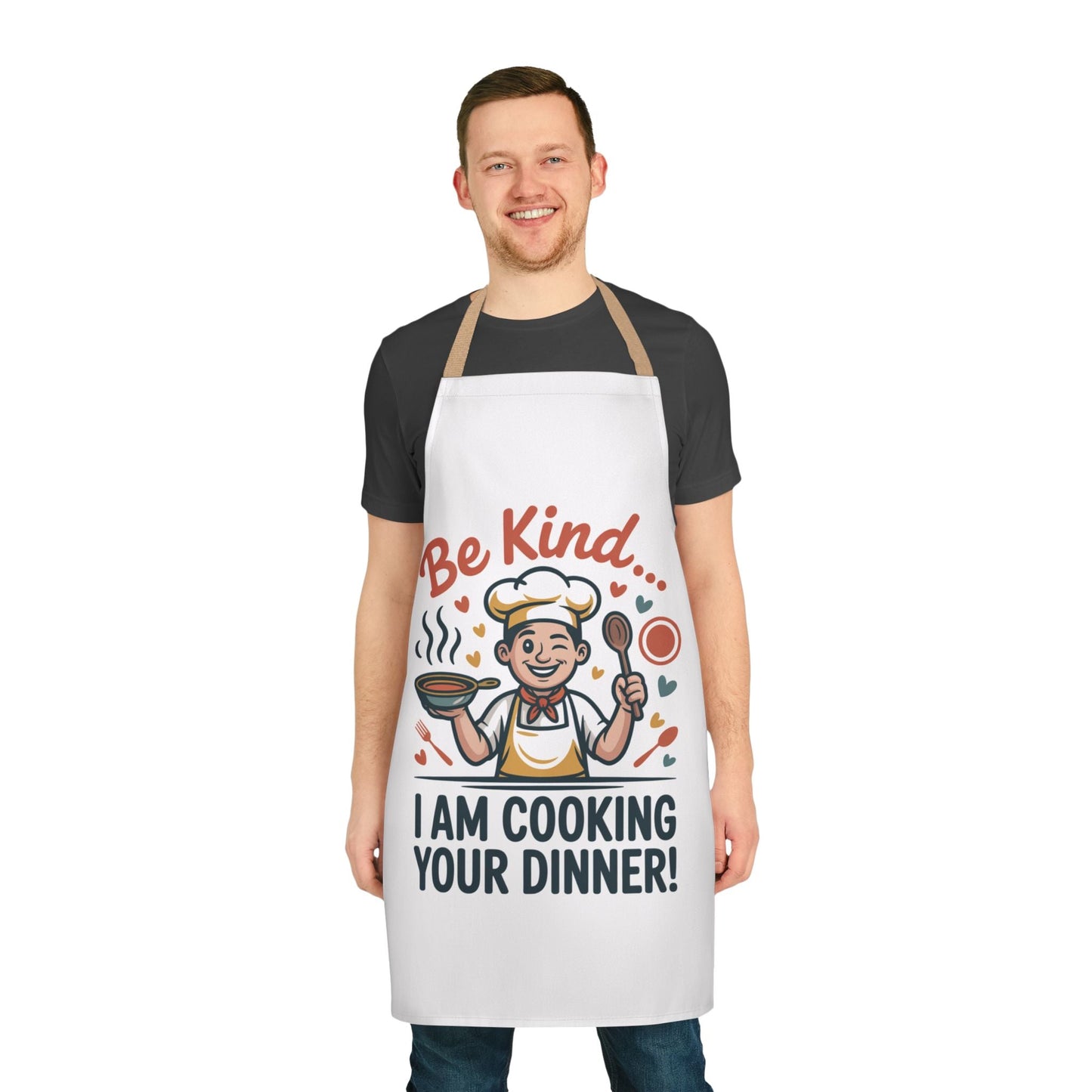 Cooking Apron with Colorful Straps - 'Be Kind' Design - Kindcore ComfortsCooking Apron with Colorful Straps - 'Be Kind' DesignBeigeAll Over PrintsPrintifyKindcore Comforts18347335132252521038