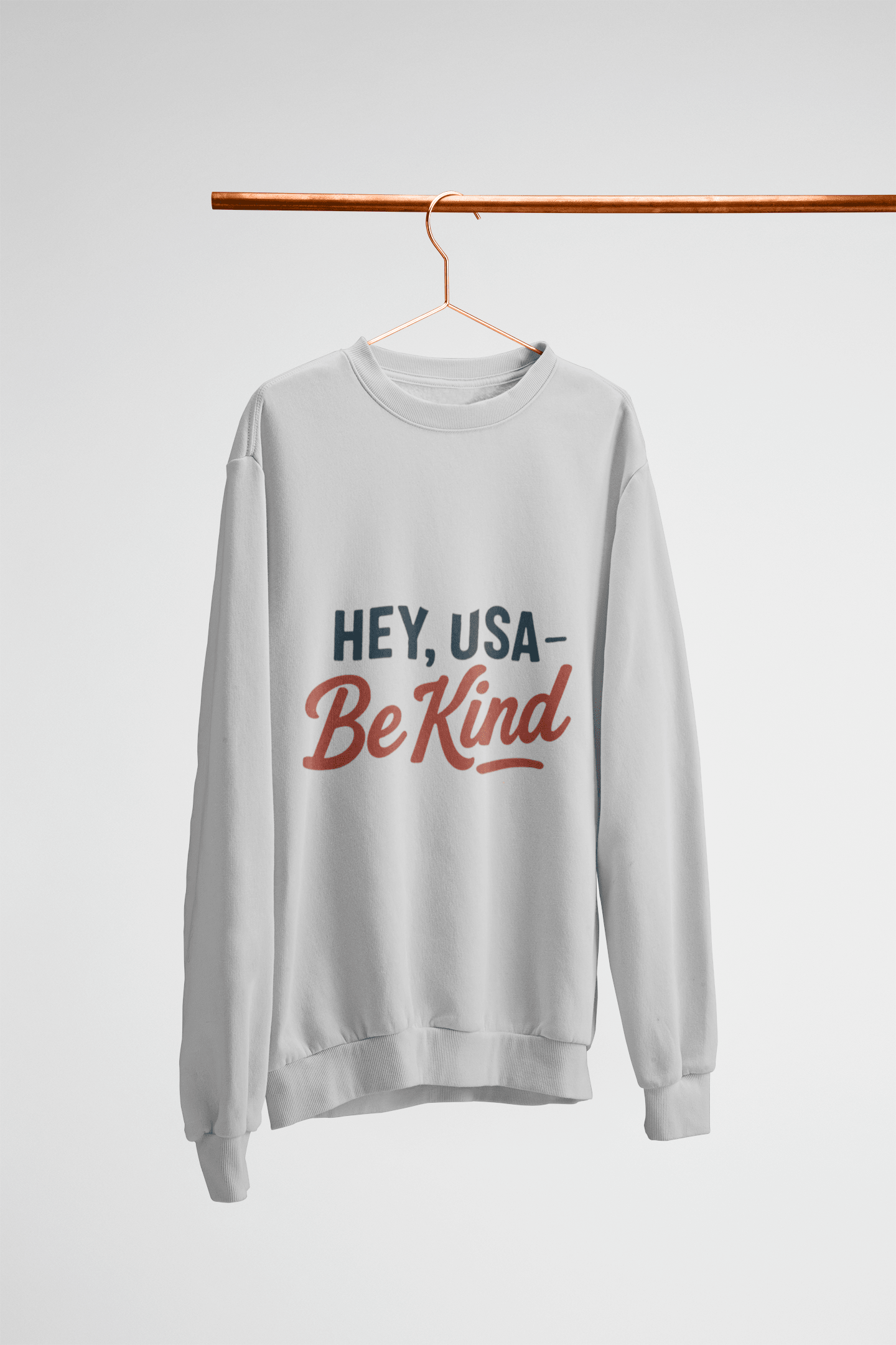 Hey, USA - Be Kind Crewneck Sweatshirt - Kindcore ComfortsHey, USA - Be Kind Crewneck SweatshirtSSweatshirtPrintifyKindcore Comforts64014532565461588956