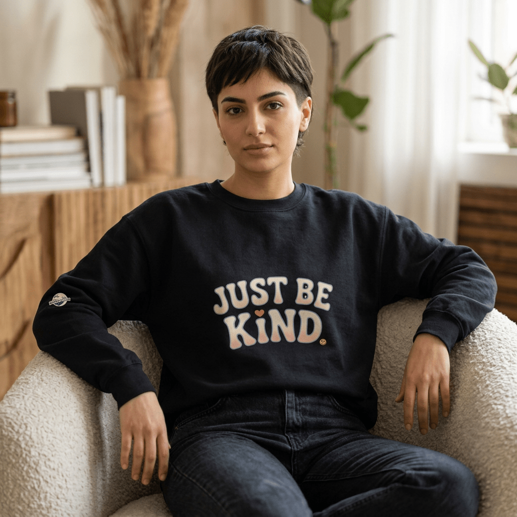 Just Be Kind Crewneck Sweatshirt — Inspirational Comfort - Kindcore ComfortsJust Be Kind Crewneck Sweatshirt — Inspirational ComfortSSweatshirtPrintifyKindcore Comforts28460628551931305126