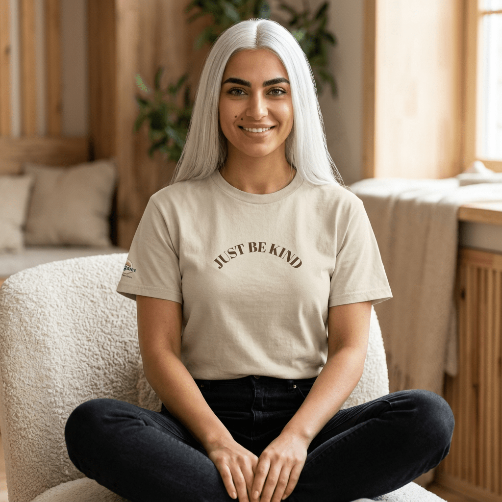 Just Be Kind T-Shirt — Cozy 'Just Be Kind' Graphic Tee - Kindcore ComfortsBeige 'Just Be Kind' graphic T-shirt for everyday kindnessST-ShirtPrintifyKindcore Comforts30084599102104935312
