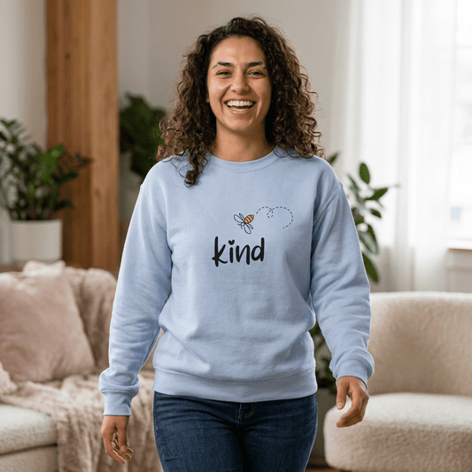 Kind Bee Sweatshirt — Cute Inspirational Crewneck - Kindcore ComfortsKind Bee Sweatshirt — Cute Inspirational Crewneck - Kindcore ComfortsSSweatshirtPrintifyKindcore Comforts33083193537192222992