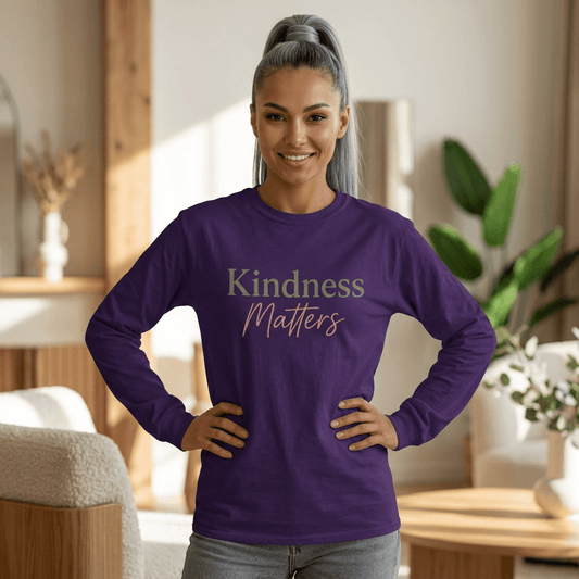 Kindness Matters Long Sleeve Tee — "Choose Compassion, Choose Empathy, Choose Kindness" - Kindcore ComfortsKindness Matters Long Sleeve Tee — "Choose Compassion, Choose Empathy, Choose Kindness"PurpleT-ShirtPrintifyKindcore Comforts25554711256928938240