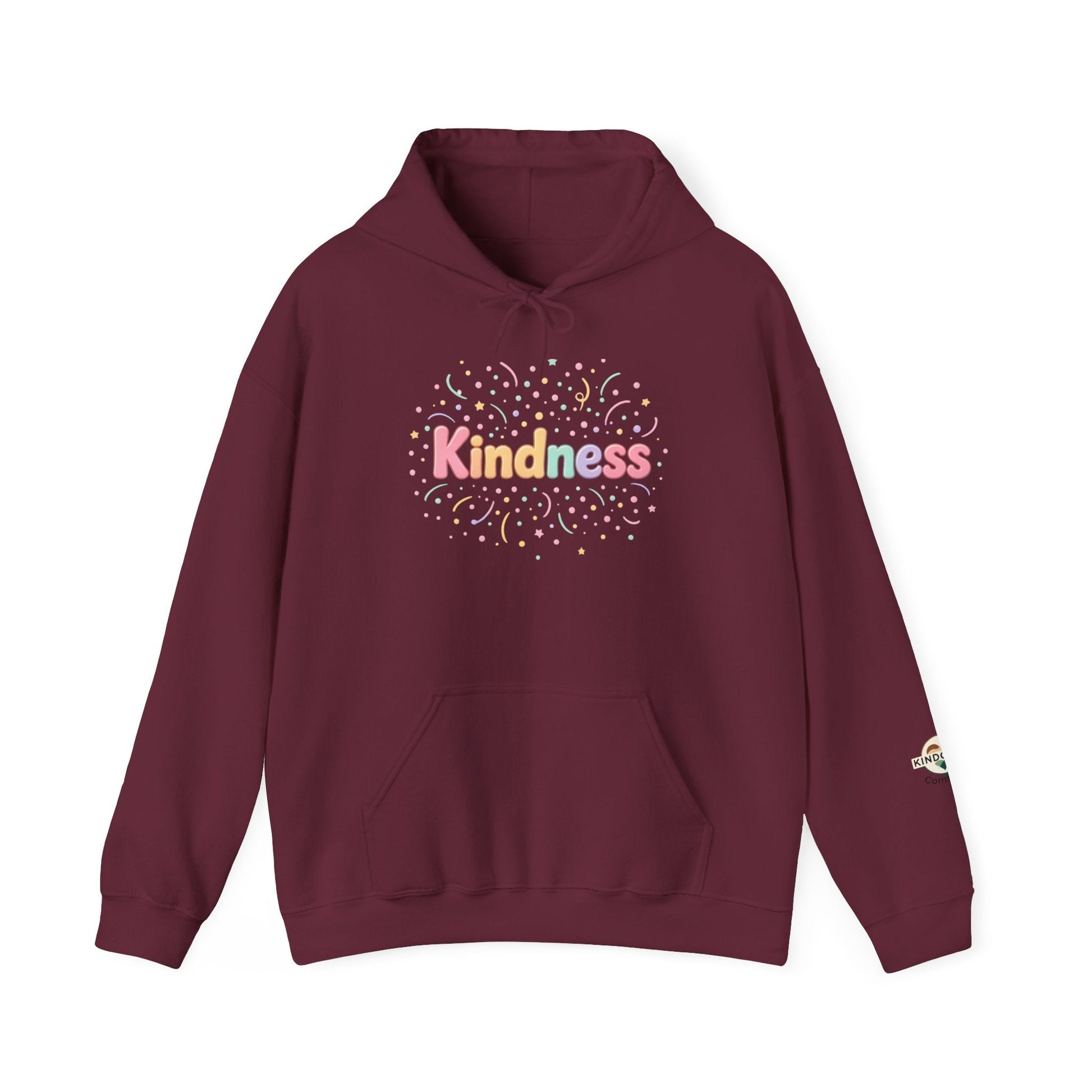 Kindness Pastel Hoodie – Cute Rainbow ‘Kindness’ Graphic hoodie - Kindcore ComfortsKindness Pastel Hoodie – Cute Rainbow ‘Kindness’ Graphic hoodieRedHoodiePrintifyKindcore Comforts30675582968777784217