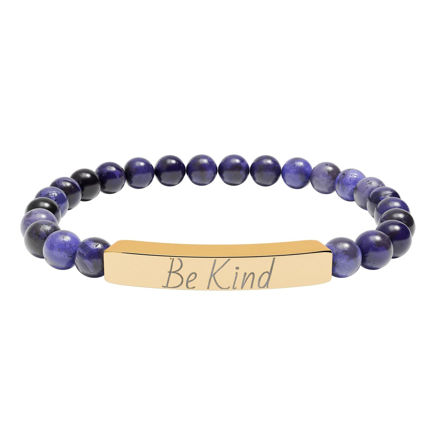 Natural Stone Motivational Bracelet - 'Be Kind' Engraved Stretch Bar - Kindcore ComfortsNatural Stone Motivational Bracelet - 'Be Kind' Engraved Stretch BarOne SizeSodaliteAccessoriesPrintifyKindcore Comforts10088609365269002530