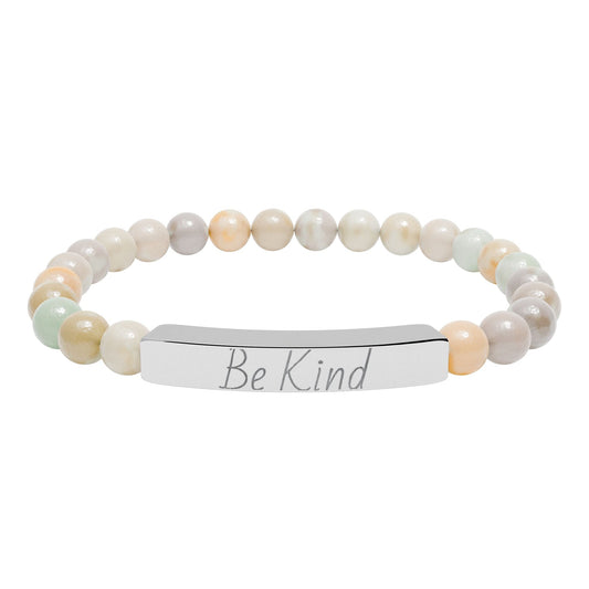 Natural Stone Motivational Bracelet - 'Be Kind' Engraved Stretch Bar - Kindcore ComfortsNatural Stone Motivational Bracelet - 'Be Kind' Engraved Stretch BarOne SizeAmazoniteAccessoriesPrintifyKindcore Comforts30842516487884221464